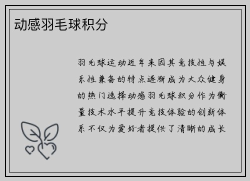 动感羽毛球积分
