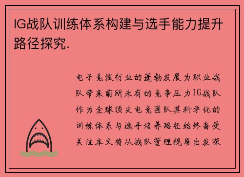 IG战队训练体系构建与选手能力提升路径探究.